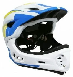 Marque Casque BMX/DH Kiddi Moto® IKON Jaune/Bleu/Blanc